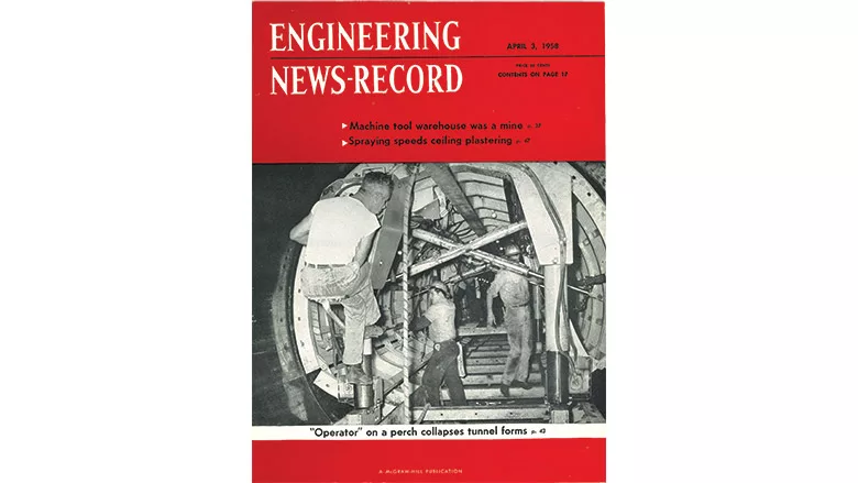 1958: l’uso delle forme pieghevoli idrauliche per rivestire il tunnel North Central Outfall di Los Angeles