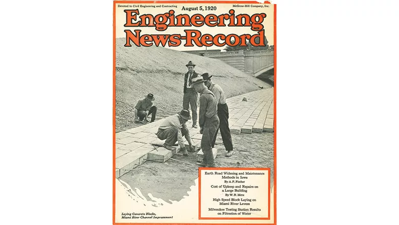 Quattro operai e la posa veloce di blocchi sul fiume Miami: il progetto di miglioramento del canale di Dayton, 1920