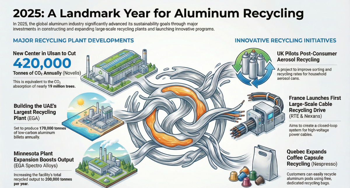 2025: l’industria dell’alluminio accelera il riciclo con nuovi impianti e iniziative globali
