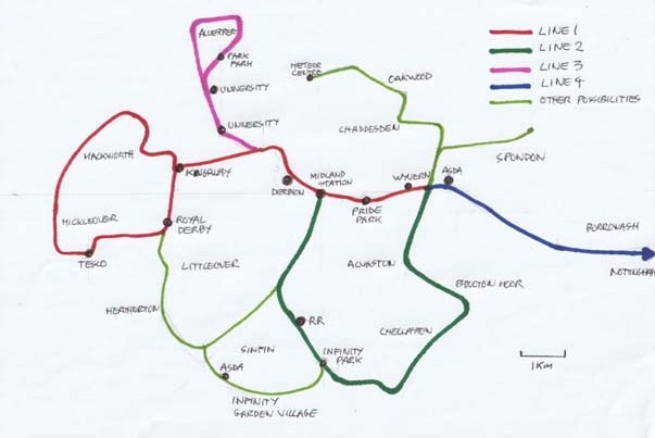 Derby: 500 milioni di sterline per una rete di tram proposta dalla LRTA