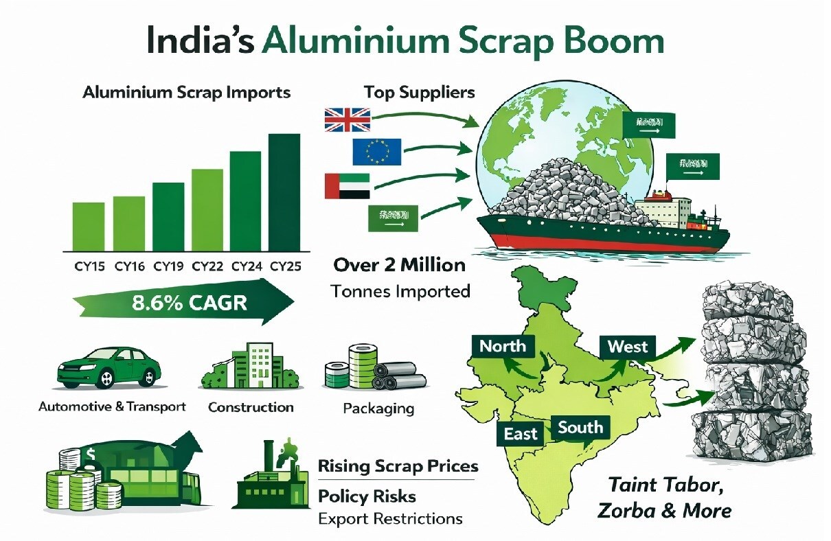 India: crescita delle importazioni di scarti di alluminio e le sfide per la produzione nazionale