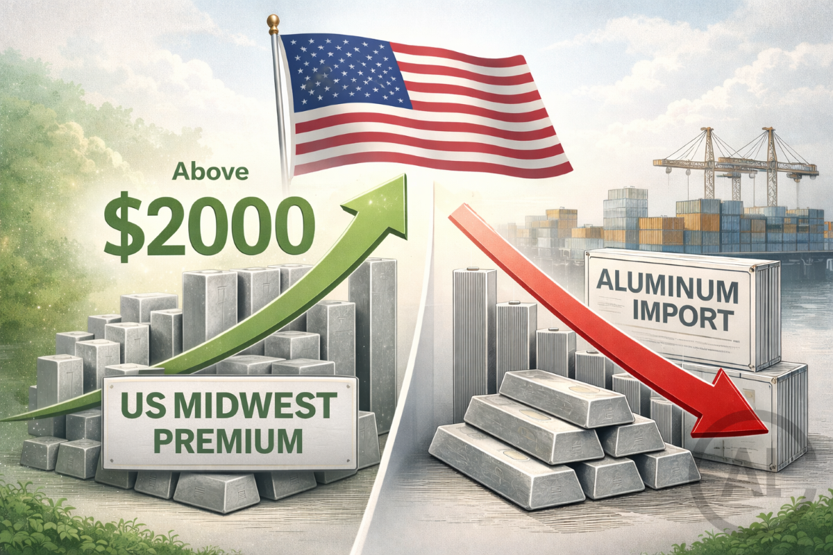 Premio US Midwest per l'alluminio sale a 2.182 USD/ton: effetti sulle importazioni e sui prezzi