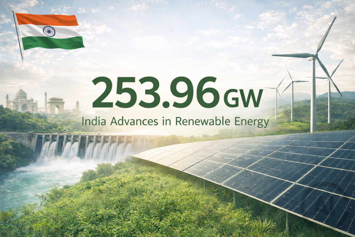 India raggiunge 254 GW di energia rinnovabile: crescita del 228 % verso l’obiettivo di 500 GW entro 2030