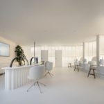 Studio Plyš trasforma un salone di manicure a Praga con luci calde, partizioni traslucide e materiali tattili.